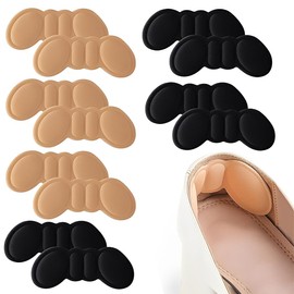 Schuheinlagen -[12 Stück]Selbstklebend Fersenschutz Fersenkissen für zu große Schuhe & Stiefel Schuhfüller Heel,Gegen Reibung Heel Pads für Männer Frauen.(3 Schwarz/3 Beige)