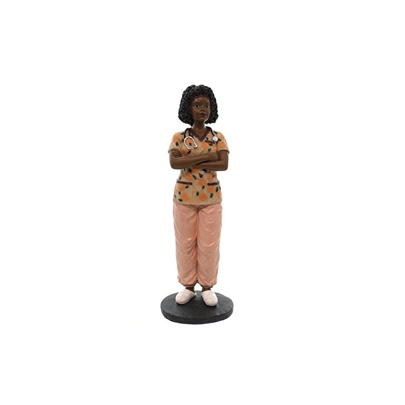 Ebony Treasures Professional: Black Female Nurse Collectible Figurine, 8.5" H