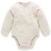 Purebaby Pointelle Long Sleeve Wrap Bodysuit - Wheat Melange, 000