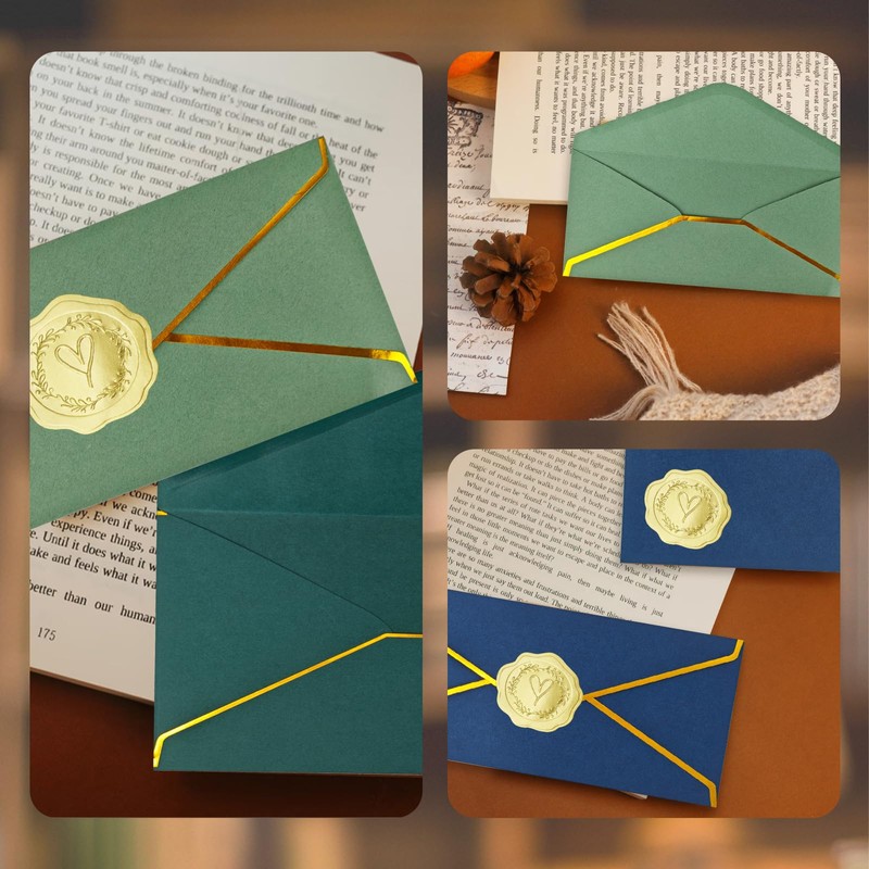 30 Pack #10 Business Envelopes with Gold Border and Stickers,