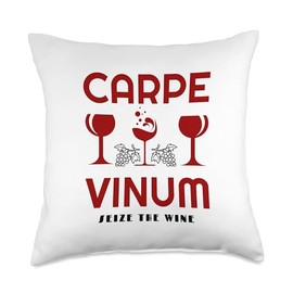 Funny Carpe Vinum Seize The Wine Latin Phrase Throw Pillow, 18x18, Multicolor