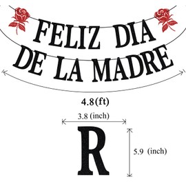 Black Glitter Feliz Dia De La Madre Banner, Feliz Dia Mama/Happy Mother's Day, Spanish Mother's Day Party Decorations Supplies