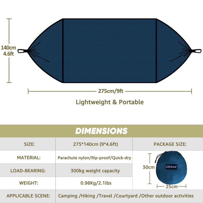 Chihee Ultra-Light Travel Camping Hammock Pop-up Net Hammock 660lbs Load