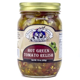 Amish Wedding Foods Hot Green Tomato Relish & Hot Pepper Relish Variety 2-Pack, 15 oz. Jars