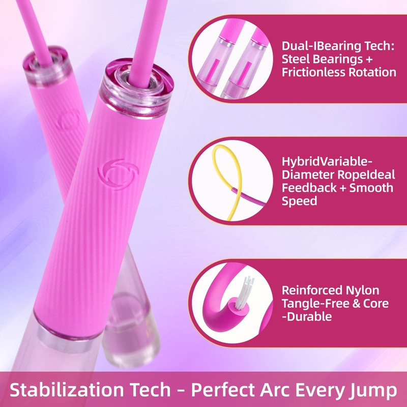 YUEDONG Speed Jump Rope Double Bearing Segmented Anti-Tangle Adjustable Silicone
