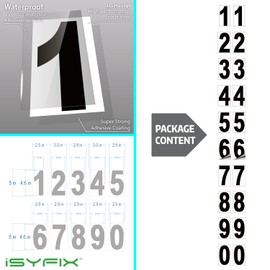 iSYFIX Black Vinyl Numbers Stickers – 2 Sets 5 inch - Premium Decal with White Background, Pre-Spaced for Mailbox, Signs, Window, Door, Cars, Trucks, Home, Business, Address, Indoor & Outdoor