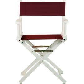HomeStock Antique 18" Director's Chair Solid Wood Folding Chair with Armrests, Canvas Seat, Compact Foldable Frame, 33.75 x 21.75 x 16 in, 18 in Seat Height, Weighs 10 lb Burgundy/18-Inch White Frame
