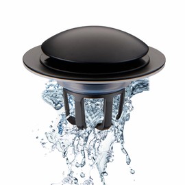 Bathroom Sink Drain Stopper,Welsan Universal Pop Up Drain Strainer with Hair Catcher for 1 1/8"-1 1/2" Drain Hole,Anti-Clogging Filter Matte Black
