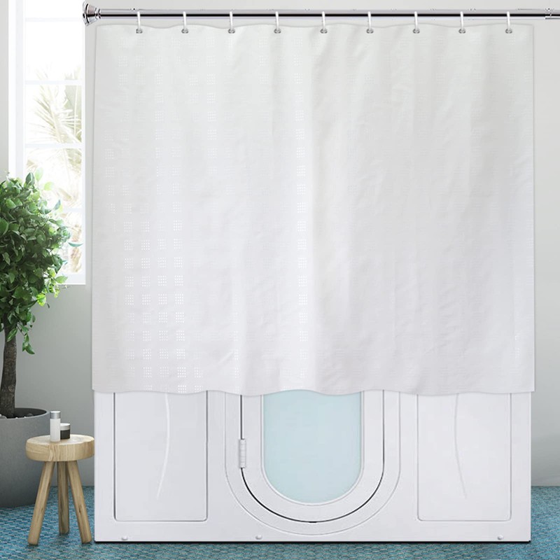 YISURE Shower Curtain Short Length 48 Inch, White Fabric Waterproof
