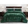 Chezmoi Collection Piers Forest Green Velvet Quilt Oversized King Set,