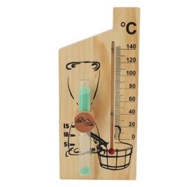 Aqur2020 Accurate Temperature Sauna Thermometer with 15 Minute Sand Timer, Handmade Pine Wood Wall Mounted Design