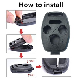 Cutting NOT Required Key Fob Shell Replacement for Honda Accord 2003-2012 Civic EX 2006-2013 Pilot 2009-2015 CR-V 2005-2006 Car Keyless Entry Remote Control Key Fob Case Cover (4 Button Black)