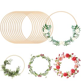 Bhina Pack of 15 Wooden Rings for Crafts Bamboo Wooden Rings Dream Catcher Rings Wooden Rings Macrame Rings Wooden Hoop Circle Dream Catcher for Wedding Wreath Decor and DIY Crafts (26 cm)