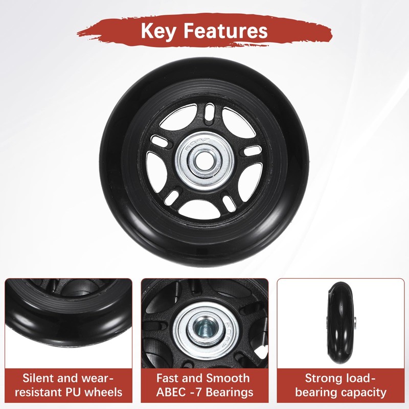 Luggage Suitcase Replacement Wheels [2pcs] - 75 x 24 mm