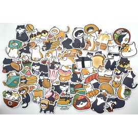 Unbranded 50pcs Cats With Foods Stickers - Cute Chibi Cat Die Cut Matte Paper Stickers