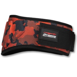 Weightlifting Belt (+ Training Plans) Fitness Belt for Bodybuilding, Strength Training, Weightlifting and Crossfit Training - Weightlifting Belt for Men and Women (L, Red Camo)