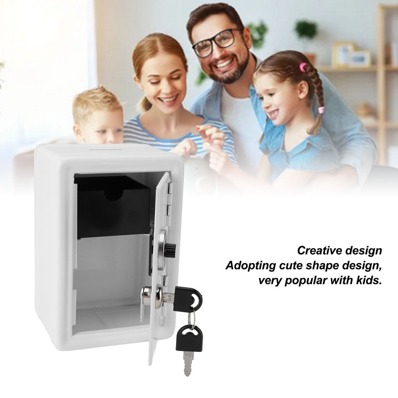 Money Bank Creative Cute Metal Vertical with Lock Keys Cash