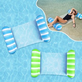 2 Pack Inflatable Pool Floats Adult Size Water Hammock,Pool Floaties Toys,4-in-1 Multi-Purpose Floats for Swimming Pool,Pool Rafts Lounge Chairs Floating,for Adults Vacation Fun and Rest (Blue&Green)