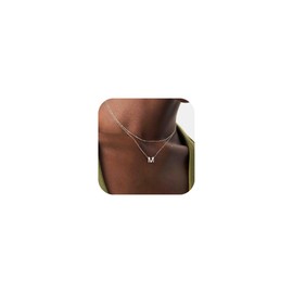 IEFWELL Silver Jewelry for Women - Silver Necklace for Women, Layered Necklace for Women Girls Silver Initial M Necklace for Women Silver Choker Necklaces for Women Jewelry Teen Girls Gifts for Women