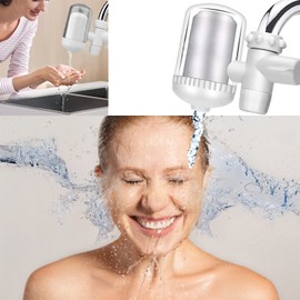 Faucet Water Filter with Washable Filter Purifier, Sink Water Filter, Tap Water Filter Tap mounted Water Filter for Kitchen Sinks, Reduces Chlorine and Bad Taste - Fits Standard Taps