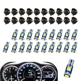 winterrock 20PCS 74 LED Bulb Dash Lights Super Bright, T5 37 74 Wedge LED Bulb with PC74 PC37 Twist Lock Socket, Auto Instrument Cluster Bulbs, Replacement Instrument Panel Gauge Light Kits (White)