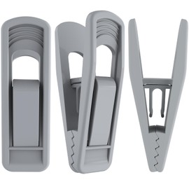 TOFIIGREM Hanger Clips for Velvet Hangers (Grey, 40 PCS), Non-Slip Plastic Clips Skirt Hanger Clips for Gray Flocking Hangers