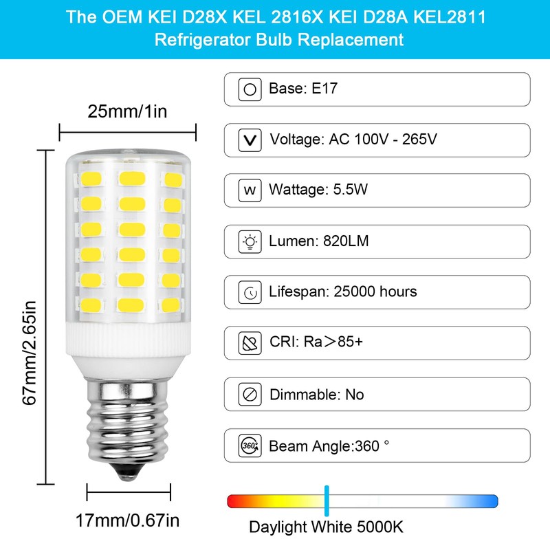 LFLAMPON Kei D28a kel 2811 S02 Frigidaire Light Bulb Replacement