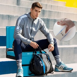 CUMNTQ Stadium Seat with Back Support, Bleacher Chairs with Back and Cushion, Bleacher Seat Soft Cushion Light Weight Includes Shoulder Strap, Cup Holder, Suitable for Sports Events, Blue