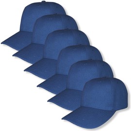 Genérico Paquete 6 Gorras Económicas de Acrilico, Lisa, Cachucha Unisex, Ajustable, Ideal para Bordar y Campañas Publicitarias. (MX/US, Alfa, Talla única, Azul Marino)