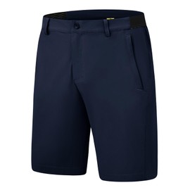 YSENTO Men's Golf Shorts 9 Inches Dry Fit Stretch Flat Front Dress Work Hiking Shorts Zipper Pockets Navy 34