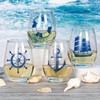 Nautical Stemless Wine Glasses Set of 4, Nautical Gifts for