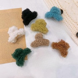 4 PCS Small Fluffy Hair Claw Clips Nonslip Mini Plush Hair Catch Clip for Women Girls Winter and Autumn