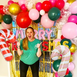 JeVenis Merry Friendsmas Party Decorations Merry Friendsmas Banner Balloons Friends Themed Christmas Party Garland Bunting Decorations Supplies