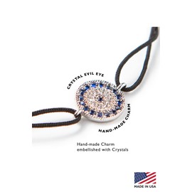 NAZ COLLECTION - Pulsera de vidrio con cuerda ajustable - Abalorio de vidrio con mal de ojo - Pulsera de protección con cristales - Mal De Ojo Turco mexicano - Amuleto de la suerte para mujeres,