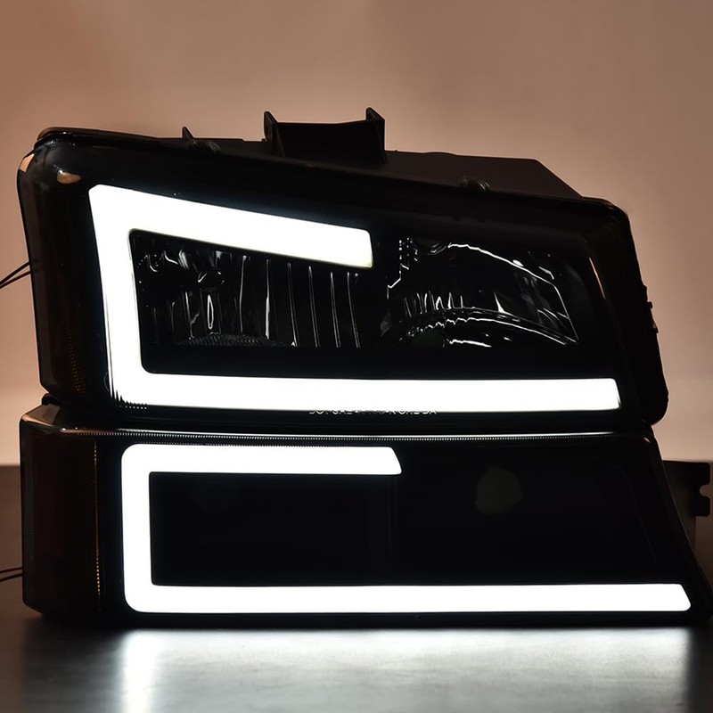 DOTCOM LED Headlights Assembly,Compatible with 2003-2006 Chevy Avalanche 1500 2500/Silverado
