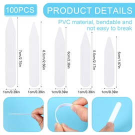 Oruola Pack of 100 collar stays, shirt collar insert men, shirts men's collar stays, white shirt collar insert men, shirt collar stays for father, husband, business shirt, Plastic, Plastic