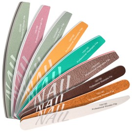 CGBE 9 Piece Nail File Set, Nail Professional Nail Files Double Sided for Gel Nails, Acrylic Nails and Natural Nails, Nail Files Buffer for Filing, Shaping, Smooth, Polishing and Shine Nails, for Home and Salon