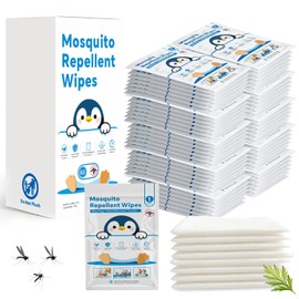 60 PCS Individually Wrapped Mosquito Repellent Wipes, Natural Insect Repellent Wipes Provide 6-8 Hrs Protection, DEET-Free Mosquito Wipes with Travel-Size for Camping, Picnic, BBQ, Travel, Outdoor Use