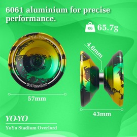 WATIEOBOO Yoyo Professional,Metal Responsive Yoyo for Kids Beginners, Unresponsive Yoyo for Adults Intermediate-Advanced Players with Glove and 10 Replacement Yoyos Strings -Black Green Yellow