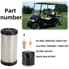 Air Filter 28463G01 Golf Cart Tune Up Kit for EZGO TXT RXV 2008 and up Gasoline Vehicles, for Kawasaki 4 Cycle Engines Parts, Oil Filter 607454 with 2Pcs Fuel Filter 72084G01 and Spark Plugs 607462