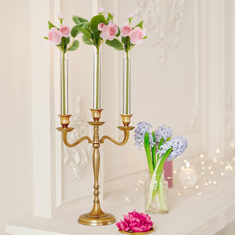 Ninehaoou 10 Pack 7.9" Glass Bud Vase Taper Candle Holder's
