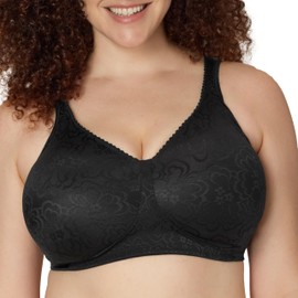 Playtex 18-Hour Ultimate Lift Wireless Bra, Wirefree Bra with Support, Full-Coverage Wireless Bra for Everyday Comfort, Black, 46DD