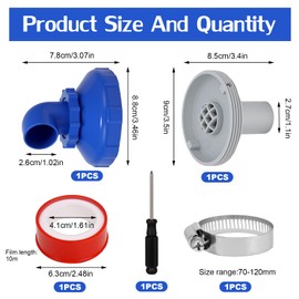 Pool Inlet Nozzle 360° Rotatable, Inlet Nozzle Pool 32 mm, Pool Nozzle Set, Pool Outlet Nozzle, Inlet Nozzle for Steel Wall Pool, Inlet Nozzle Pool Accessories, for Intex Bestway Pool Nozzle Outlet