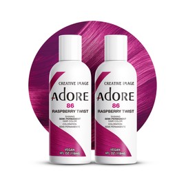 Adore Semi Permanent Hair Color - Vegan and Cruelty-Free Red Hair Dye - 4 Fl Oz - 086 Raspberry Twist (Pack of 2)