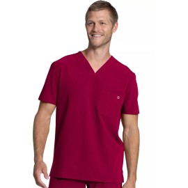 ALLHEART LUXE SUPREME Men's Single Pocket Solid Scrub Top WINE 3XL