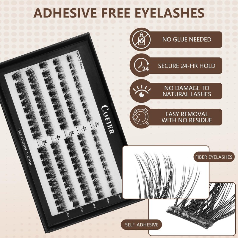 CoFier Pre Glued Wispy Lash Clusters Kit – 100 Pcs