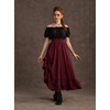 Renaissance Skirt Women Ren Faire Medieval A Line Ruffle Wine