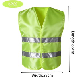 WTZWYFWJ Car Safety Vest, Set of 6, Reflective Safety Vests 2025 - Car Safety Vest, Breakdown Vest, Car Vest, Safety Vest, Yellow - High Visibility Vest - Safety Vests for Adults