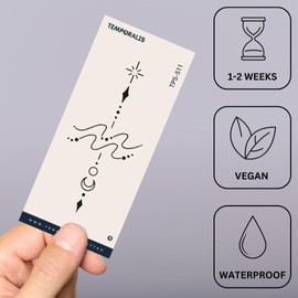 Fake Tattoo Zodiac Sign - Temporalis® | Temporary Tattoos for Adults - EU Certified Cosmetics, Vegan & Waterproof - Lasts 1 to 2 Weeks [Aquarius - S-Long]