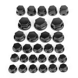 MAD HORNETS 30 Pcs Motorcycle Black Plastic Hex Socket Screw Covers Nuts